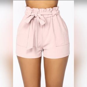 Fashion Nova Paperbag Shorts - Pink